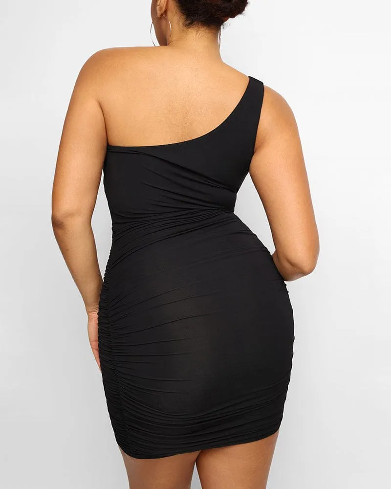 One Shoulder Ruched Shaping Dress