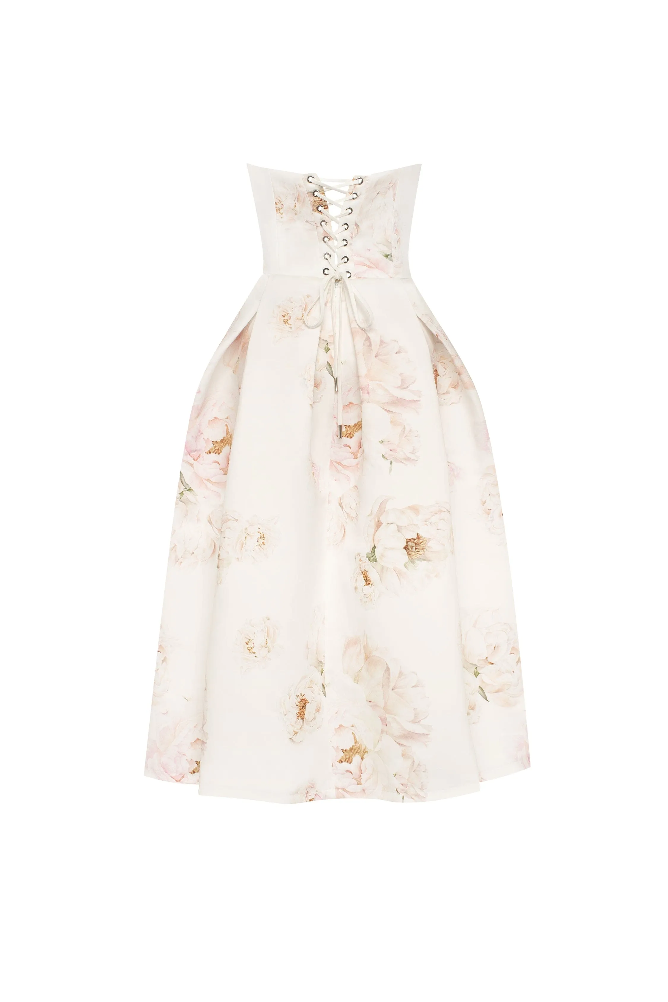 Pink peony corset midi dress, Garden of Eden