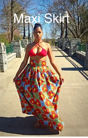 Red Nigerian maxi skirt