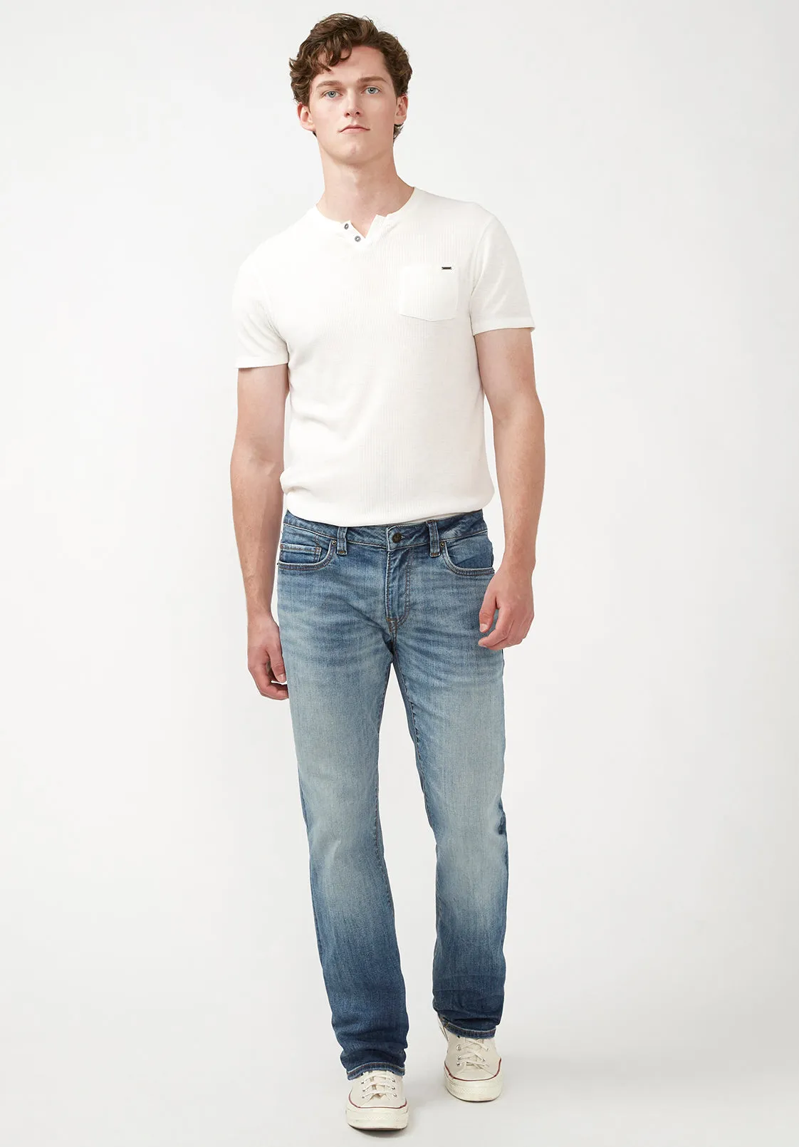 Relaxed Straight Driven Men's Jeans in Sanded Blue - BM22641