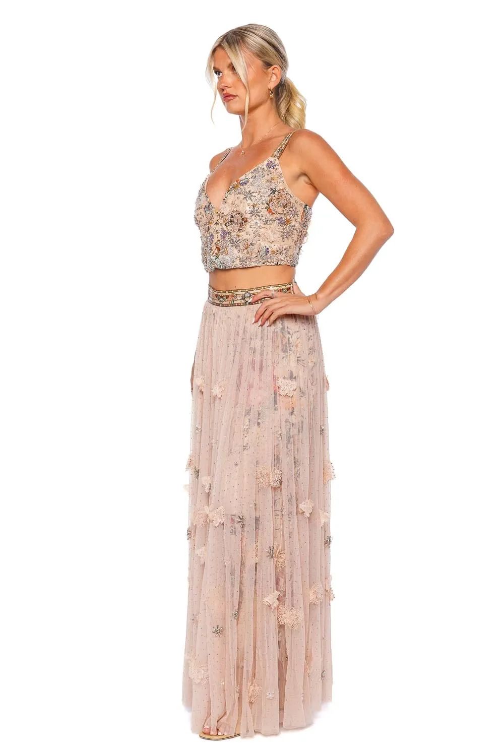 Rose Garden Revolution Lace Tulle Maxi Skirt