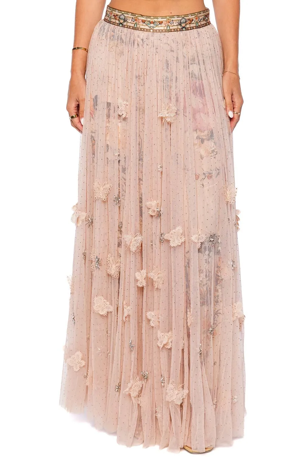 Rose Garden Revolution Lace Tulle Maxi Skirt