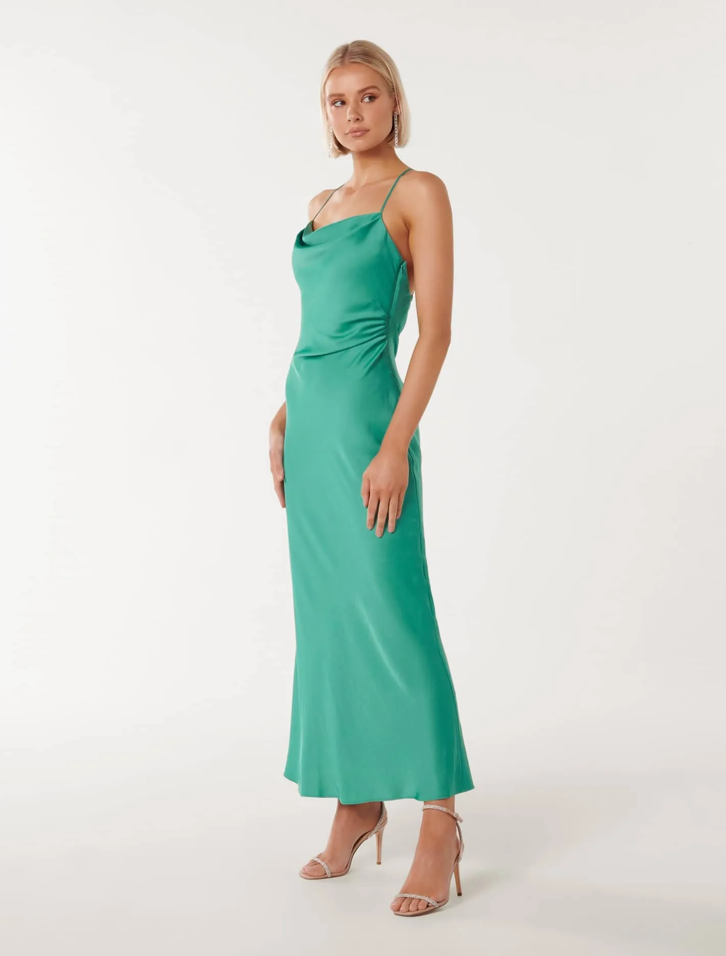 Ruby Tie Back Satin Maxi Dress