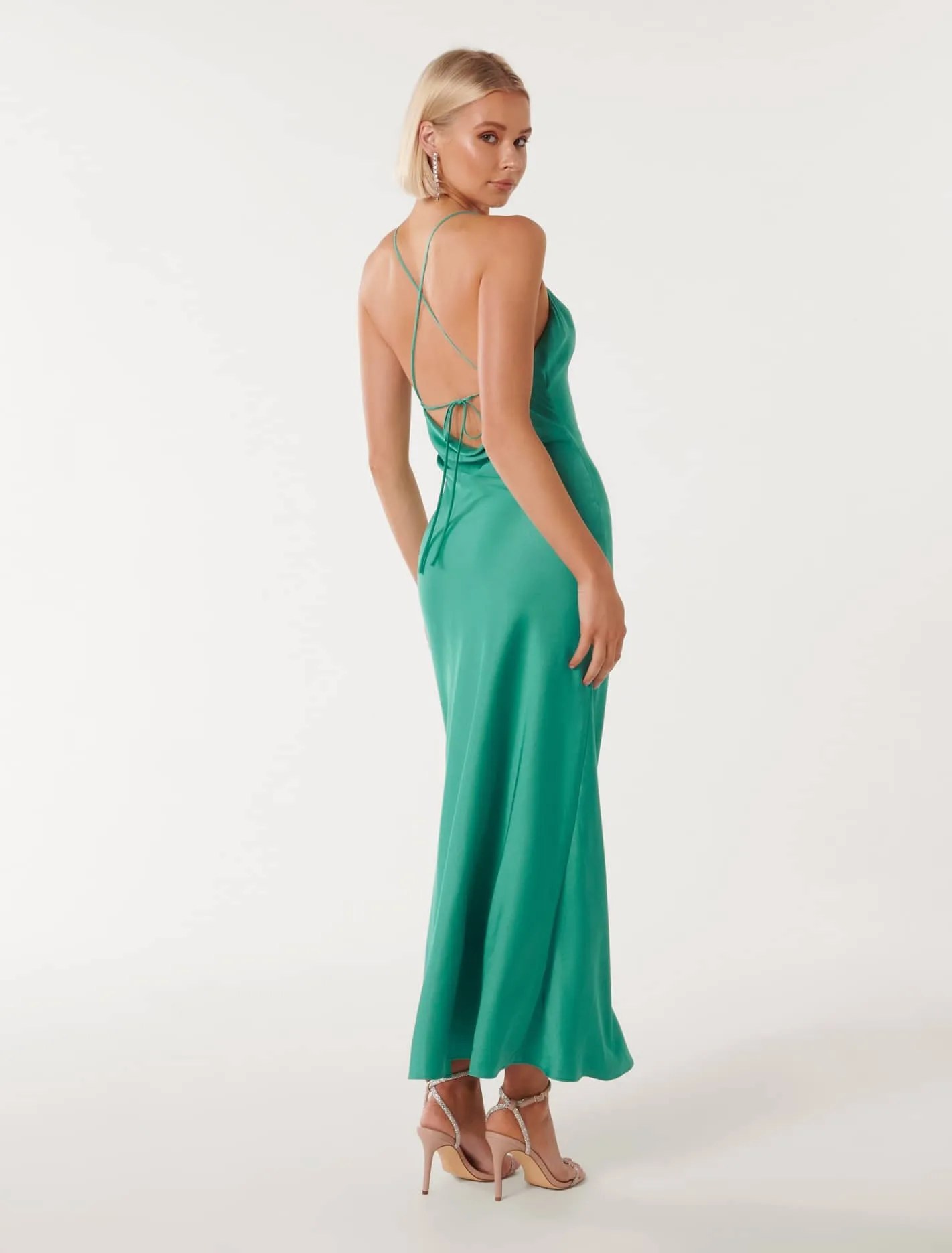 Ruby Tie Back Satin Maxi Dress