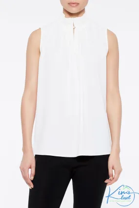 Ruched Neck Crepe De Chine Blouse