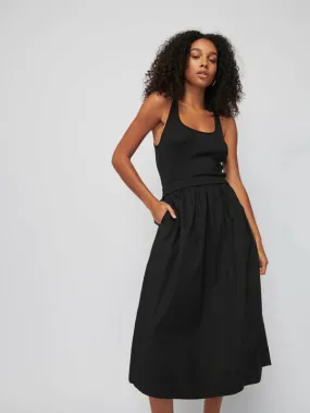 SADELLE CLEAN COMBO MIDI DRESS (JET BLACK) - NATION