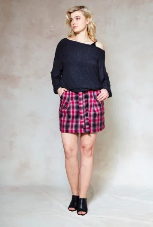 Sadie Plaid Wool Mini Skirt