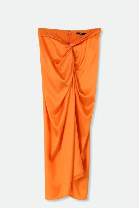 SANAA SARONG SKIRT IN STRETCH SILK CHARMEUSE IN PAPAYA