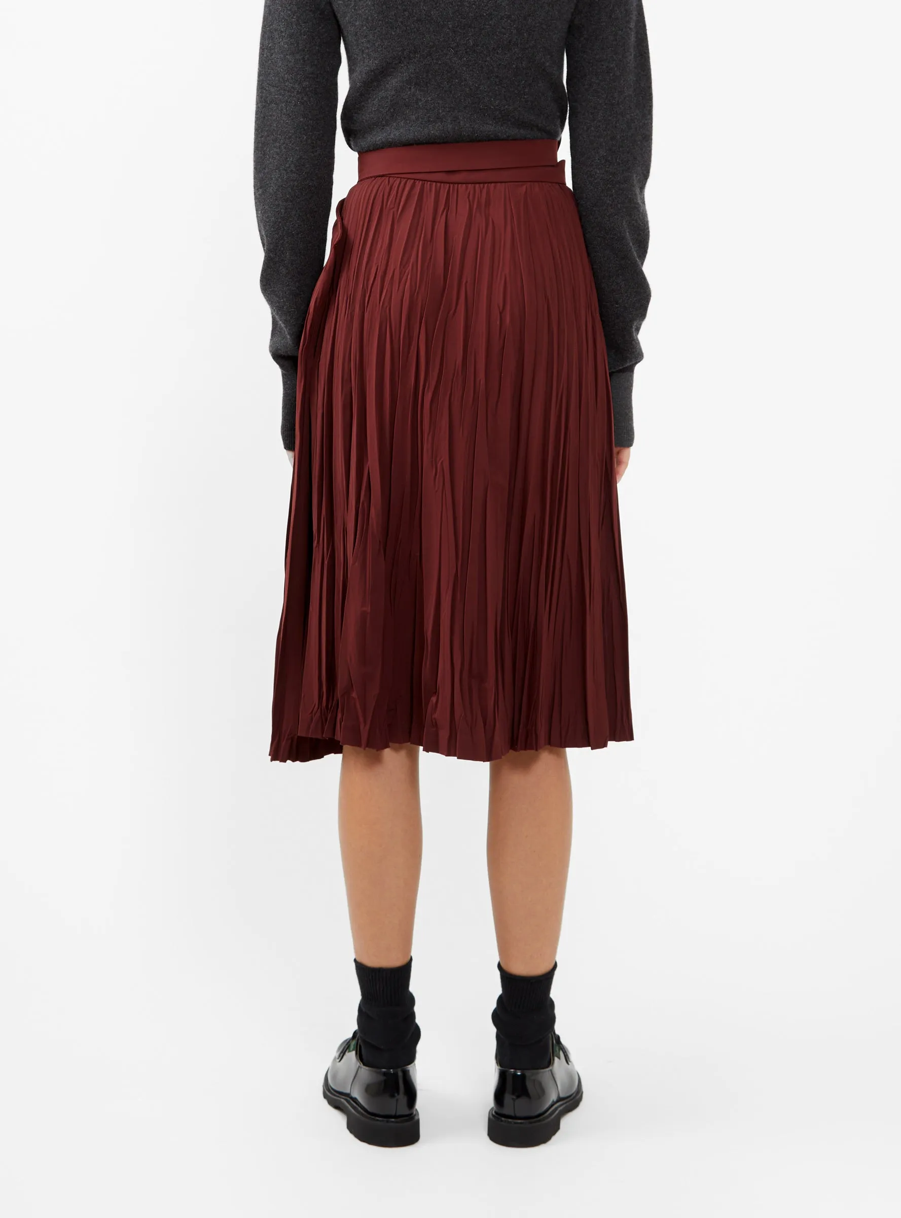 Satin Tricot Skirt Dark Red