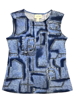 Size 10 - Joseph Ribkoff Blue Jean Print Top