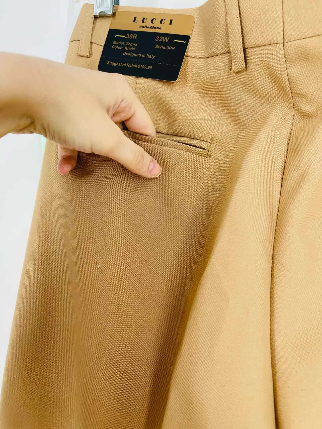 Size 32 Tan Pleated Solid NEW Men's Pants- Men's