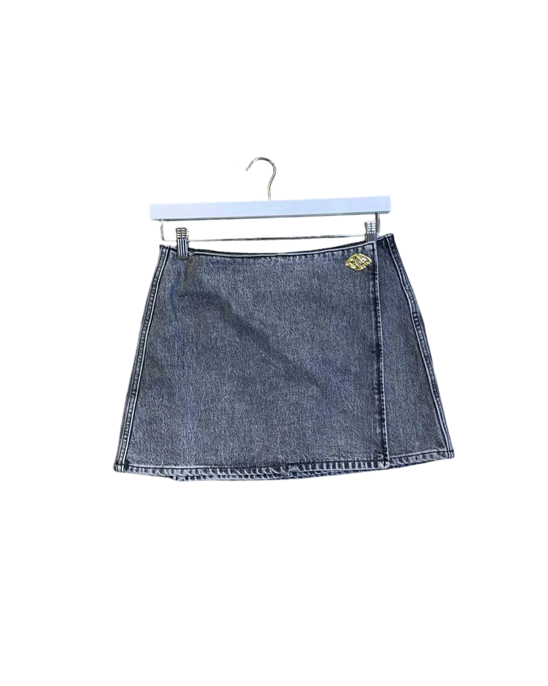 Size 38 (10) - Ganni Denim Mini Wrap Skirt