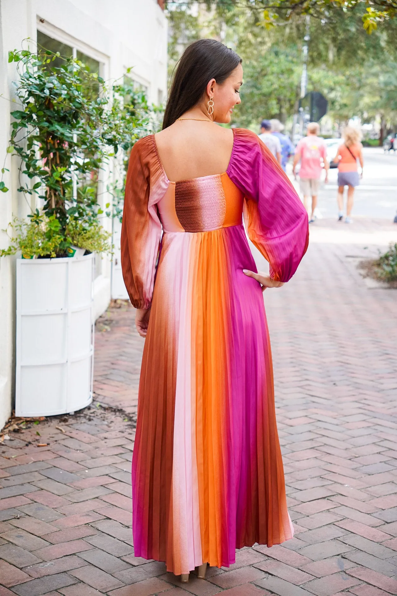 Sure! Here are some optimized title suggestions for the Sunset Maxi Dress:

1. Elegant Sunset Maxi Dress with Flowing Skirt - Perfect for Summer Evenings
2. Chic Sunset-Inspired Maxi Dress - Flattering and Comfortable for All Occasions
3. Stylish Sunset Ombre Maxi Dress - Breezy and Trendy for Any Occasion
4. Beautiful Sunset Print Maxi Dress - Lightweight and Airy for Warm Days
5. Vibrant Sunset-Colored Maxi Dress - Ultimate Comfort and Style for Everyday Wear

Feel free to choose or modify any of these titles!