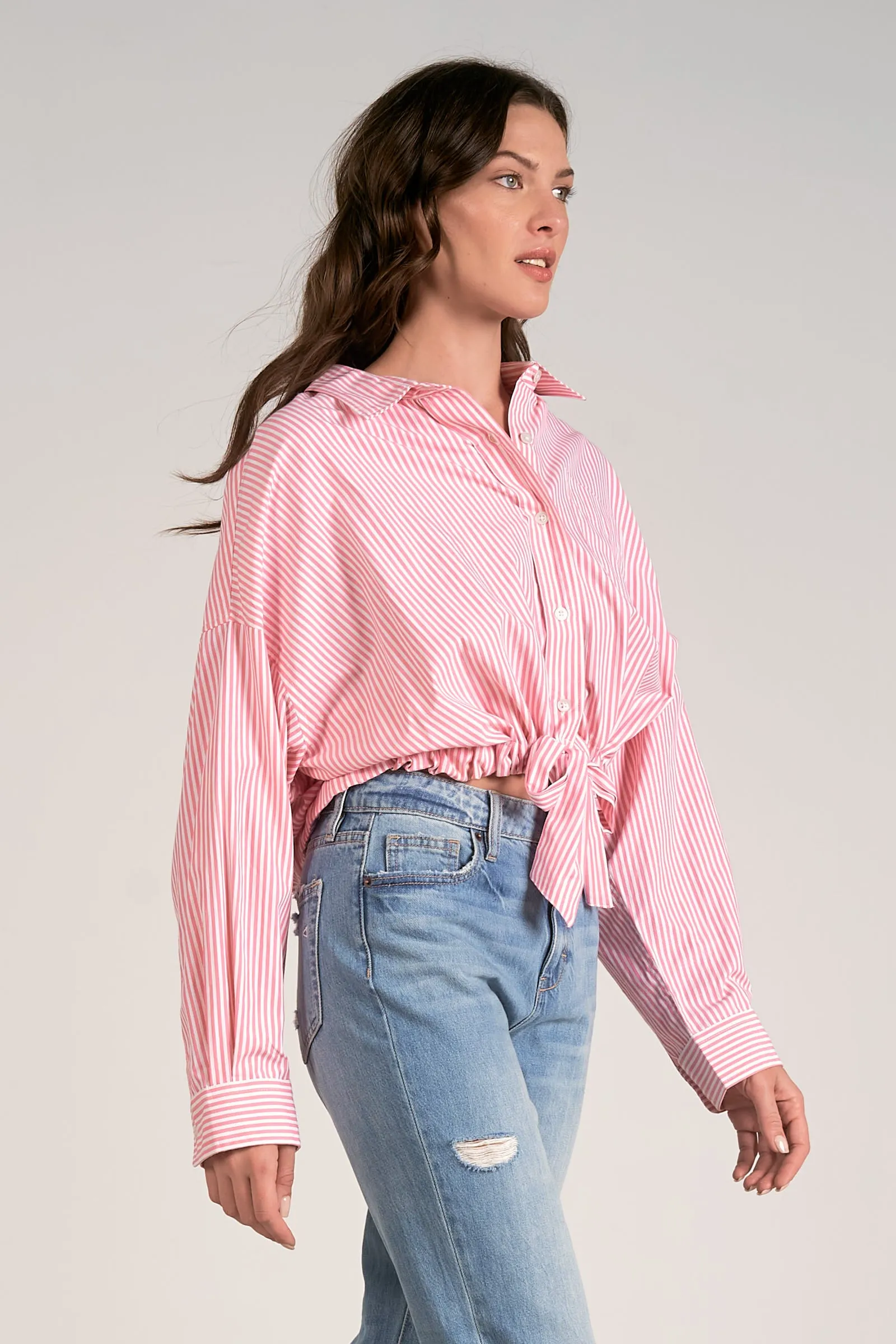 The Bailey Cinched Back Button Up Top