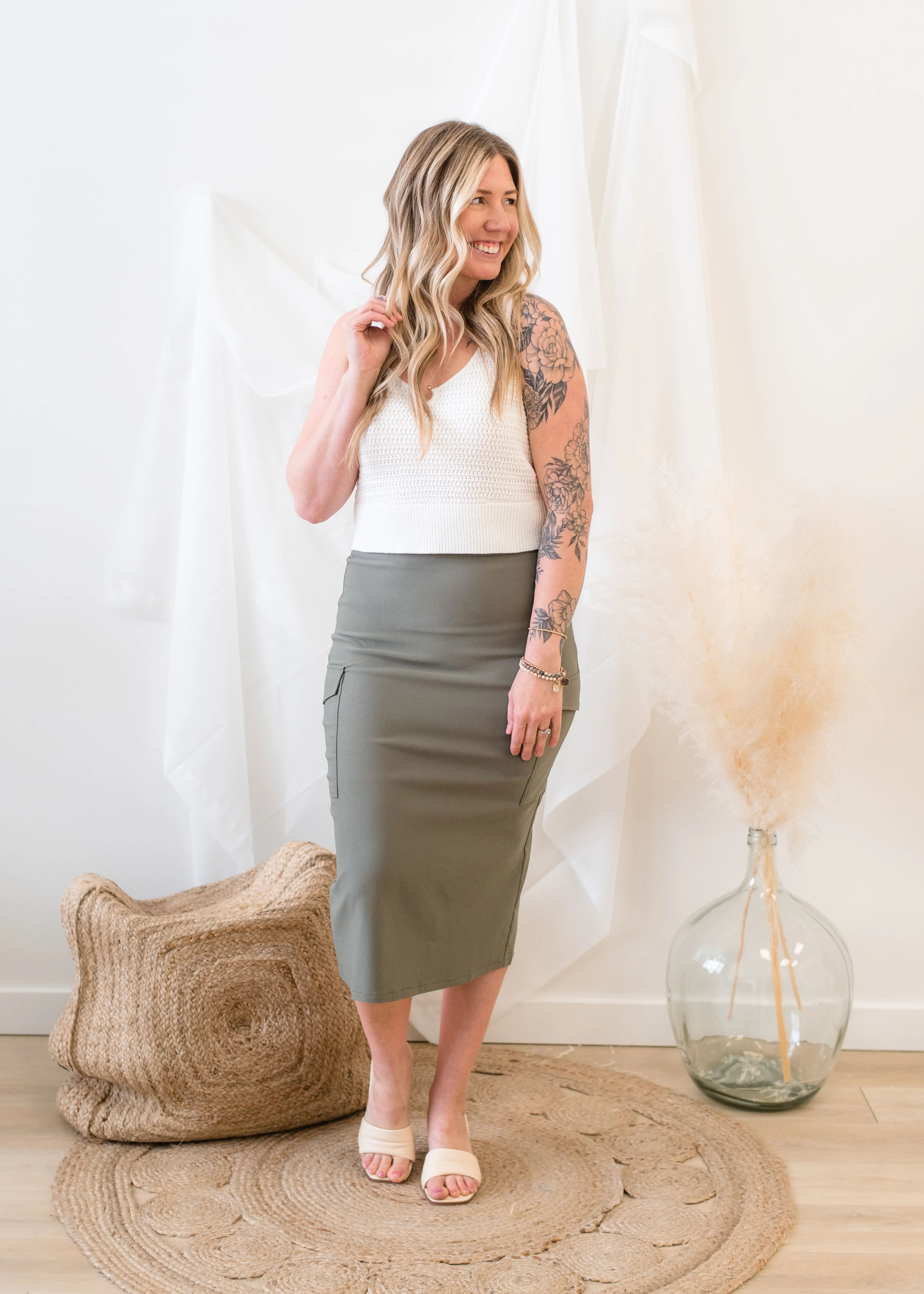 The Janelle Cargo Midi Skirt