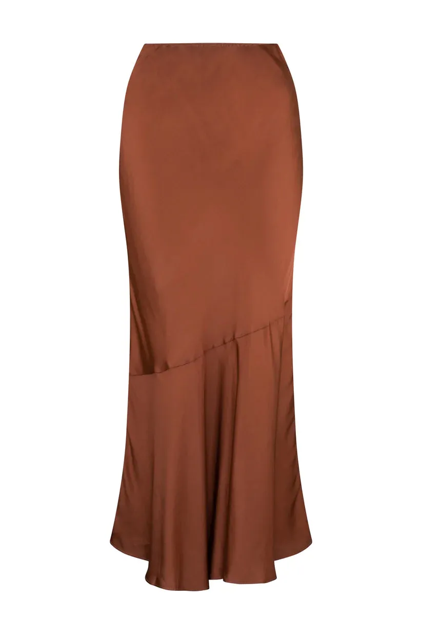 Tigerlily Santa Teresa Blake Midi Slip Skirt - Chocolate