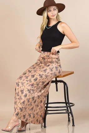 Western Bucking Horse Maxi Skirt