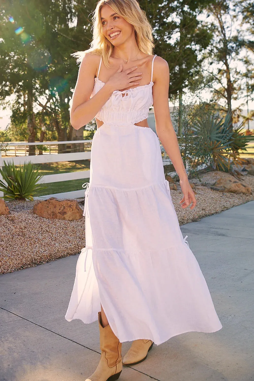 Koda White Linen Maxi Dress - Wilder Collection