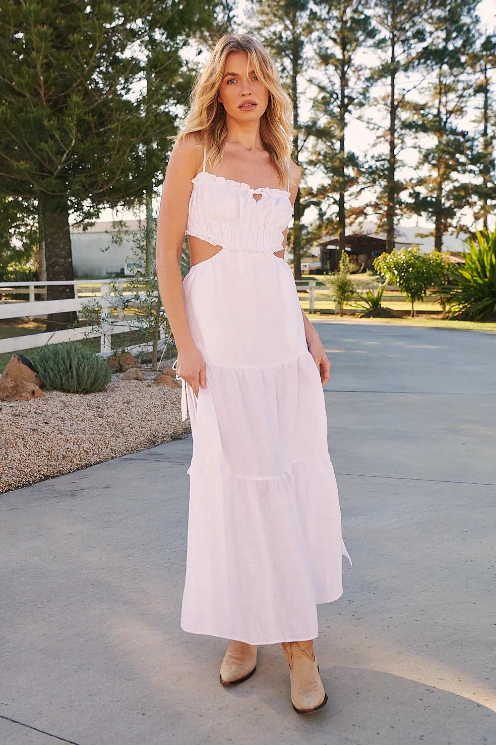 Koda White Linen Maxi Dress - Wilder Collection