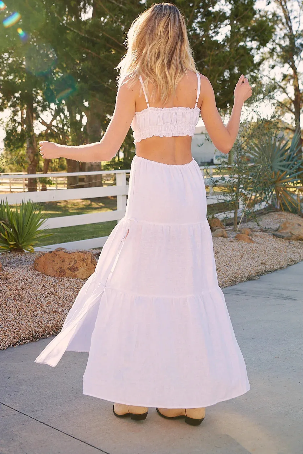 Koda White Linen Maxi Dress - Wilder Collection