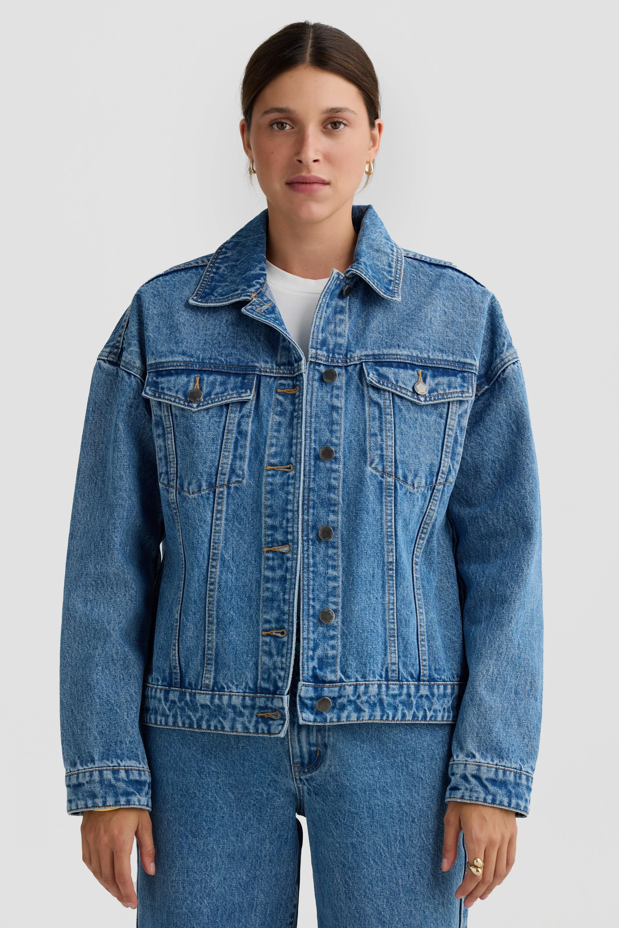 Willow Boxy Denim Jacket Mid Blue