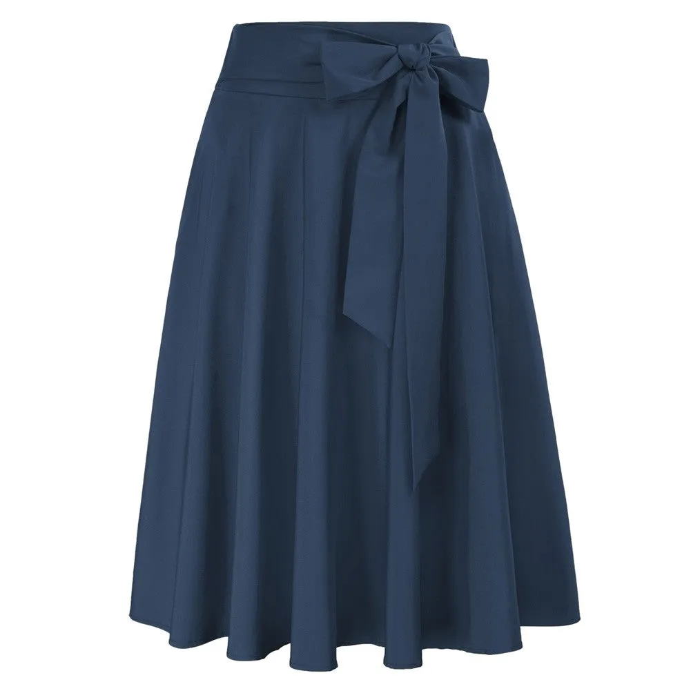 Women's High Waist A-Line Pockets Skirt