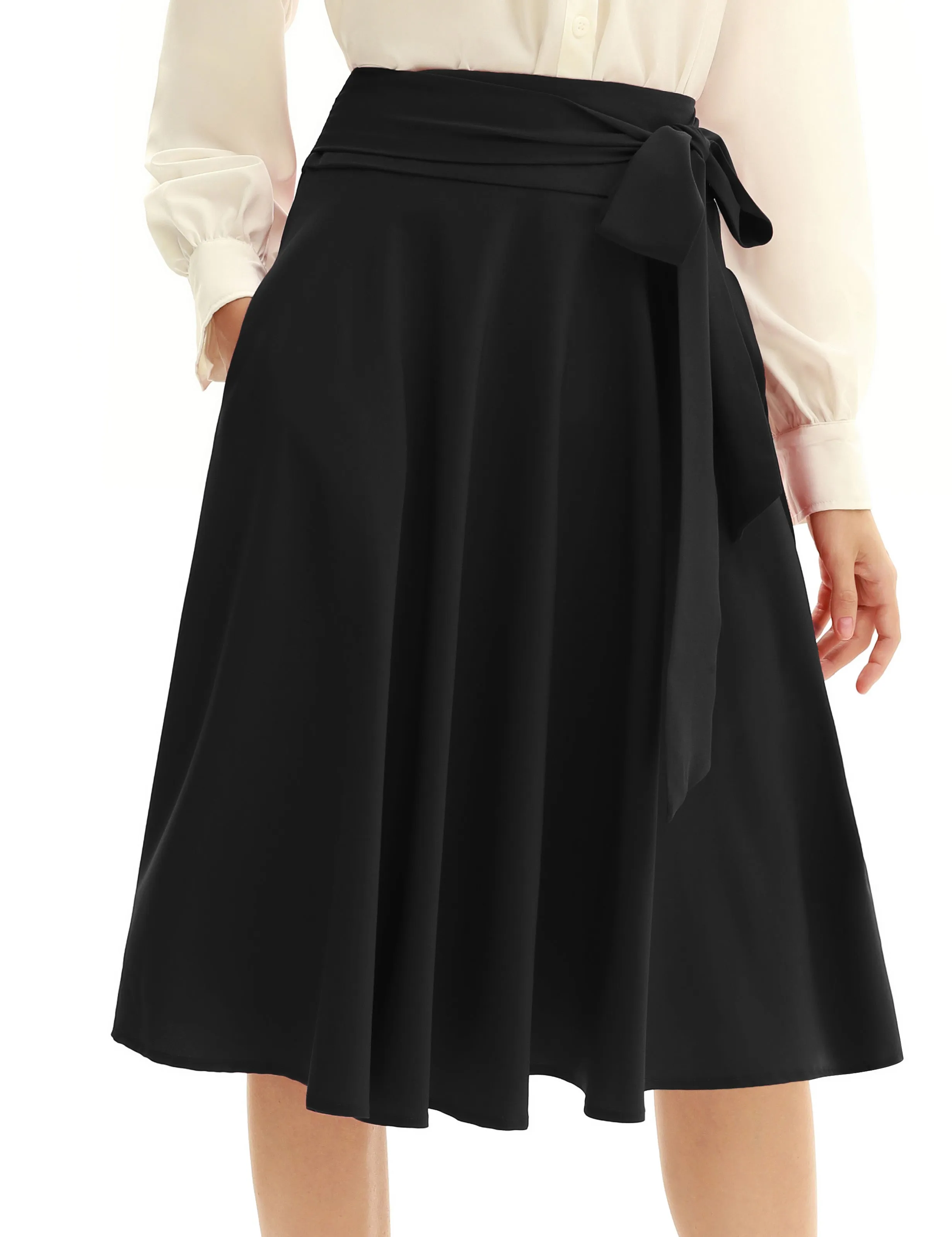 Women's High Waist A-Line Pockets Skirt