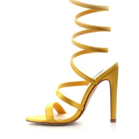 Yellow ankle wrap heel