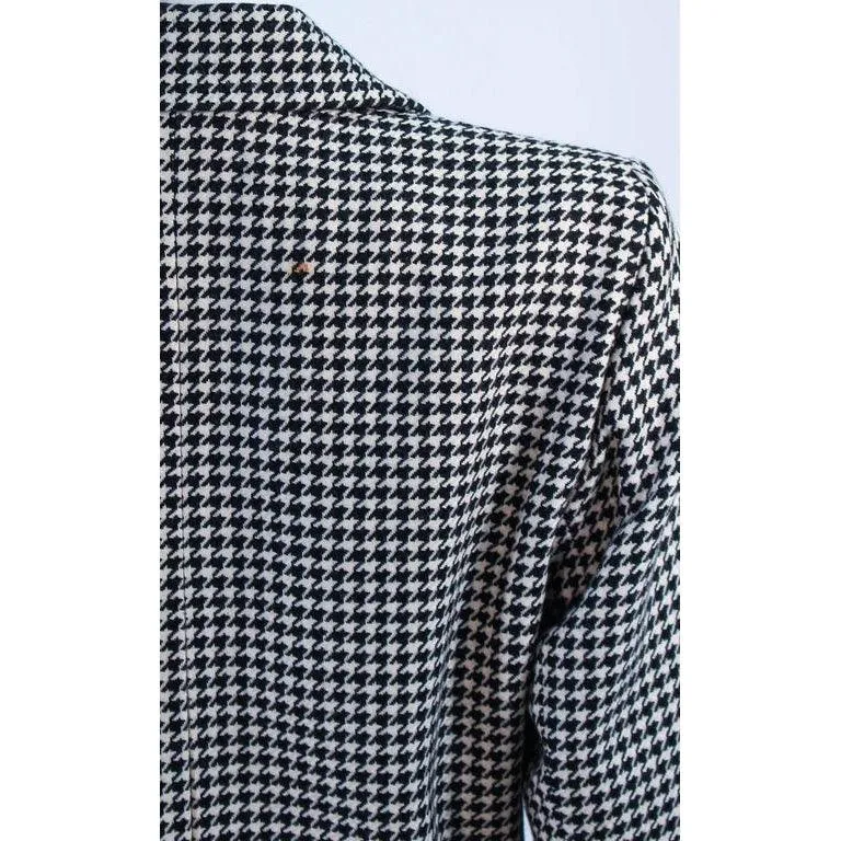 YVES SAINT LAURENT Black and White Houndstooth Skirt Suit | Size 8