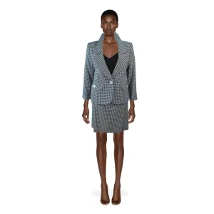 YVES SAINT LAURENT Black and White Houndstooth Skirt Suit | Size 8