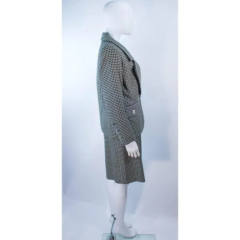 YVES SAINT LAURENT Black and White Houndstooth Skirt Suit | Size 8